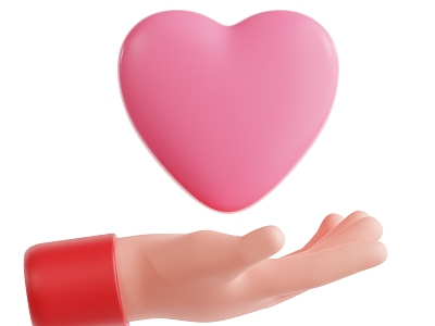 Modern love palm hand cartoon love cartoon palm 3d model