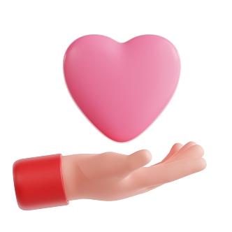 Modern love palm hand cartoon love cartoon palm 3d model