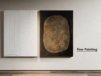Fine Oil Paintings With White Textured Canvas And Dark Background Abstract Artwork 3d model