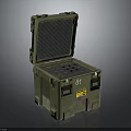 Green Military Weapon Case With Open Lid Number 81 Black Grid Lining And Yellow Label