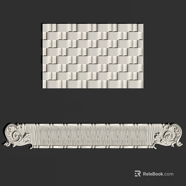 Decorative Wall Design With Intricate Weave Pattern And Ornate Relief Details 3d model 
