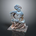 Intricate Stone Sculpture Of Standing Animal Figure With Textured Base And Carved Details