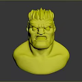3D Fictional Character Bust Featuring Angry Expression Spiky Hair And Thick Eyebrows