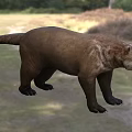 Ancient Reptile Restored Figure In Natural Grassland Woodland Habitat With Open Mouth
