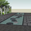 Twenty-four solar terms square Chinese sketch landscape sketch theme landscape 3d model