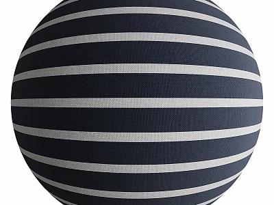 Navy And White Striped Sphere With Horizontal Lines And Textured Surface 3d model