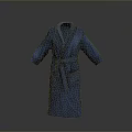 Blue Terry Cloth Robe With Belt And Front Pockets For Daily Use