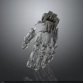 Silver Metallic Robotic Hand With Articulated Joints Reflective Surface On Dark Gradient Background 3d model