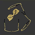 Multiple Golden Sunglasses With Green Lenses And Gold Frames On Reflective Surface