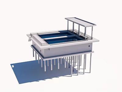 Heavy Duty Industrial Equipment With Stable Metal Platform And Support Legs For Processing 3d model