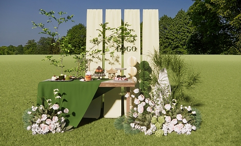 Modern Meichen Outdoor Wedding Dessert Area 3d model