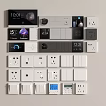 Modern Switch Panels With Various Designs Colors Sockets And Digital Displays 3d model