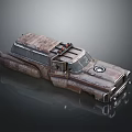 Rusty Old Car with Weathered Metal Exterior Roof Equipment and Retro Post Apocalyptic Style