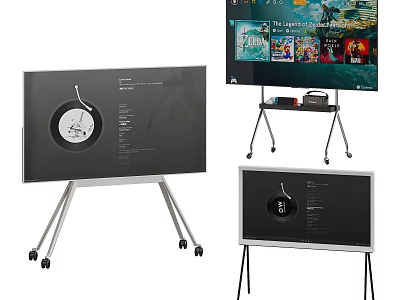Modern Smart Television With Portable Rolling Stand Displaying Streaming Entertainment Content 3d model