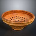 Brown Ceramic Colander With Perforated Design For Kitchen Use 3d model