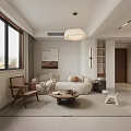 Modern Living Dining Room Interior With Open Layout Sofa Dining Table And Pendant Light