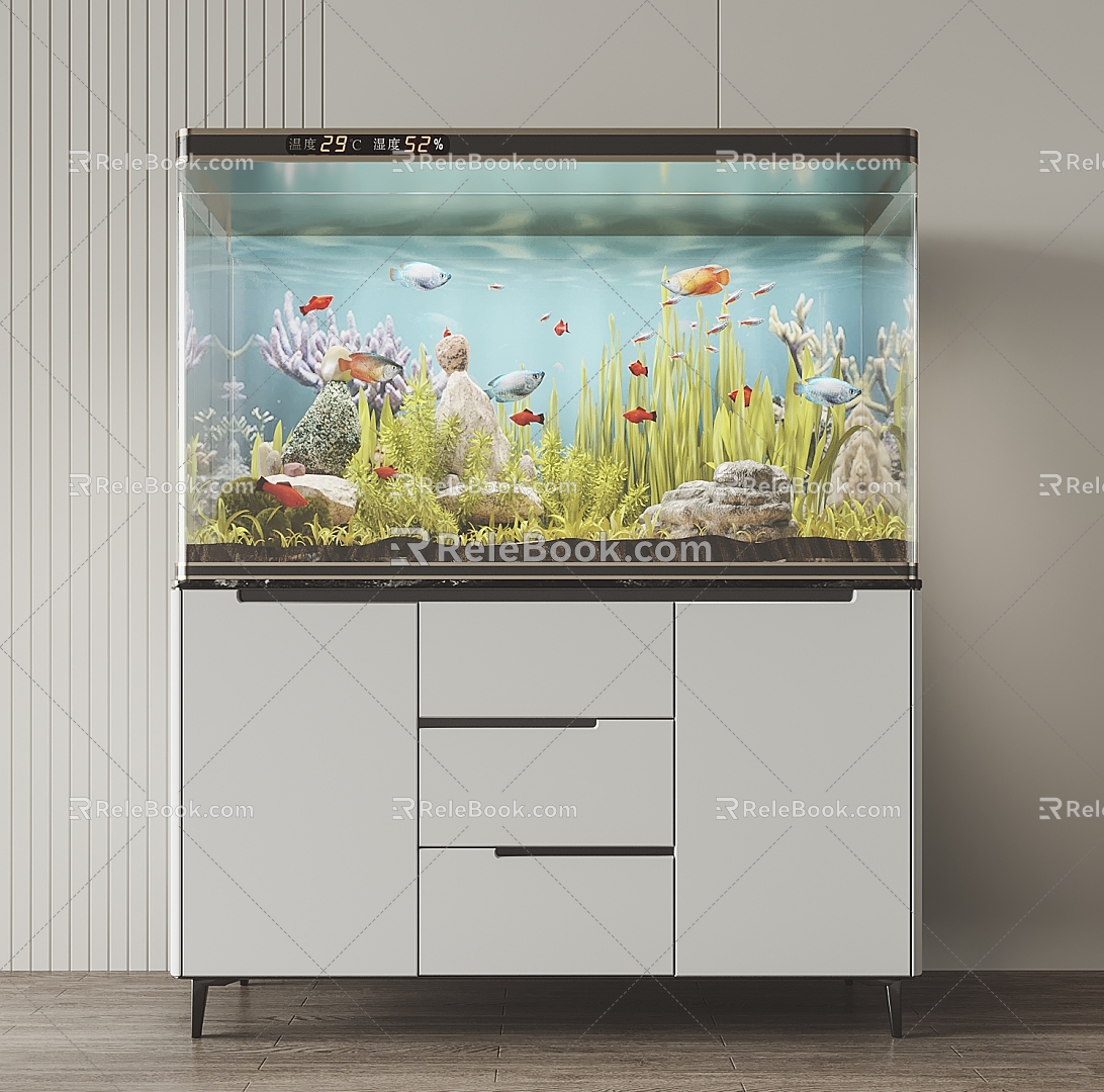 modern fish tank aquarium 3d model