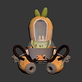 Orange Cartoon Carrot Shaped Vehicle With Small Rabbit Inside Mechanical Legs And Detectors
