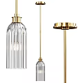 Elegant Glass Striped Modern Chandeliers With Gold And Silver Top Finishes