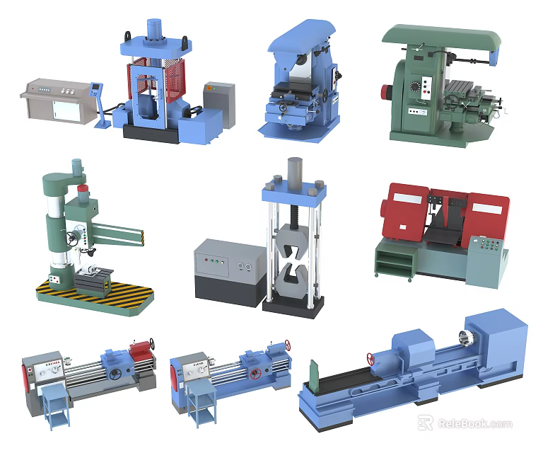 Diverse Industrial Equipment Collection With Machine Tools Presses Lathes And Drilling Machines 3d model 