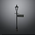 Vintage Street Lamp With Decorative Design And Chester Road Sign