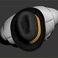 Cartoon Man with Black Hat Gold Band Mustache in White Uniform with Gold Buttons