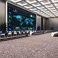 Modern monitoring room Command control room Dispatching command center Monitoring hall Command hall Office desks and chairs 3d model