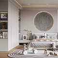 Modern Kids Bedroom Interior With Moon Wall Decor And Toys