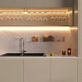 Modern Kitchen Interior Design With Marble Countertop Hanging Glasses Sink Fruits And Candles