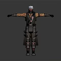 Detailed Creature Character 3D Model In Armored Costume With Open Arms Pose
