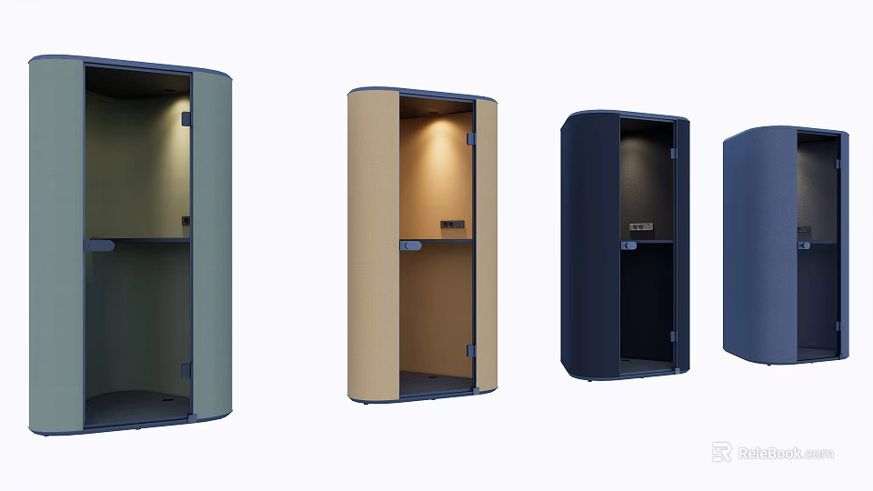 Modern Multicolored Storage Cabinets With Interior Lighting And Color Options 3d model 