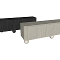 Modern Wooden TV Stand with Sleek Design Round Legs and Handle Details