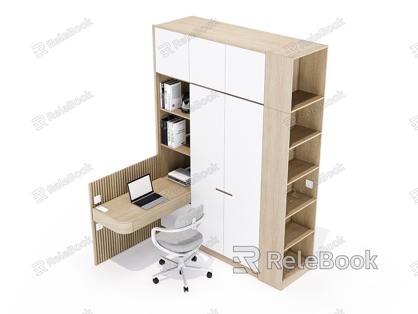 Simple Desk Wardrobe Combination model