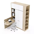 Simple Desk Wardrobe Combination 3d model