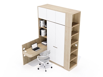 Simple Desk Wardrobe Combination 3d model