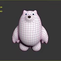 White Cartoon Bear Toy Figure With Black Eyes And Standing Pose On Dark Background 3d model