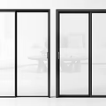 Modern Sliding Doors With Sleek Black Frames Transparent Glass In Living Area