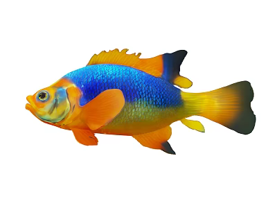 Colorful Fish Decorative Ornament Set With Vibrant Blue Yellow Orange Black Hues For Home 3d model