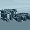 Military Style Hard Shell Storage Cases With Metal Latches Yellow Warning Stripes And Worn Appearance