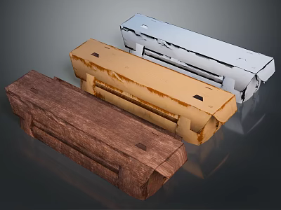 Wooden Bench Furniture In Three Different Colors With Rectangular Shape And Smooth Surface 3d model