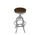 Industrial Design Bar Stool With Wooden Seat And Sturdy Metal Frame For Kitchen