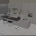 Modern Kitchen Interior Design Featuring Island Counter Cabinets And Appliances 3d model