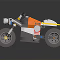 Lego Motorcycle Model With Gray Tires White Seat And Orange Details