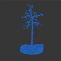 Leafless Wooden Tree Decor with Snow Covered Stone Base and Natural Design