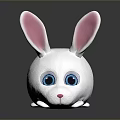 Adorable White Rabbit Plush Toy With Pink Ears And Blue Eyes