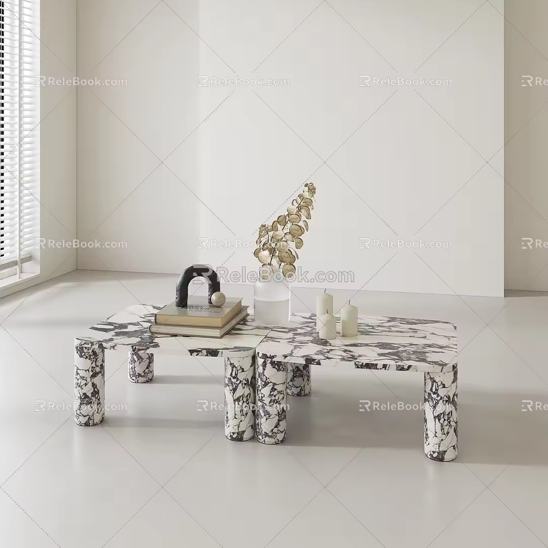 Middle ancient style stone coffee table 3d model