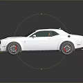 White Muscle Car With Black Stripes Red Brake Calipers And Yellow Front Lip