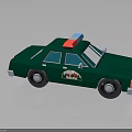 Green Police Car With Red And Blue Lights 3D Cartoon Style Design And Side Badge