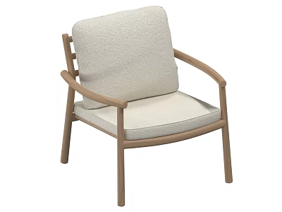 Modern Minimalist Single Chair With Light Wood Frame And Upholstered Seat Backrest 3d model
