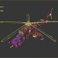 Camouflage Military Helicopter with Large Main Rotors Tail Rotor and Detailed Exterior